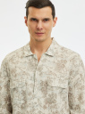 Рубашка из смесового льна с нагрудными карманами oodji для Мужчины (бежевый), 3L330007M-2/50875N/3335F