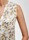 Блузка принтованная с V-образным вырезом oodji для Женщина (белый), 21400388-3M/35542/1219F