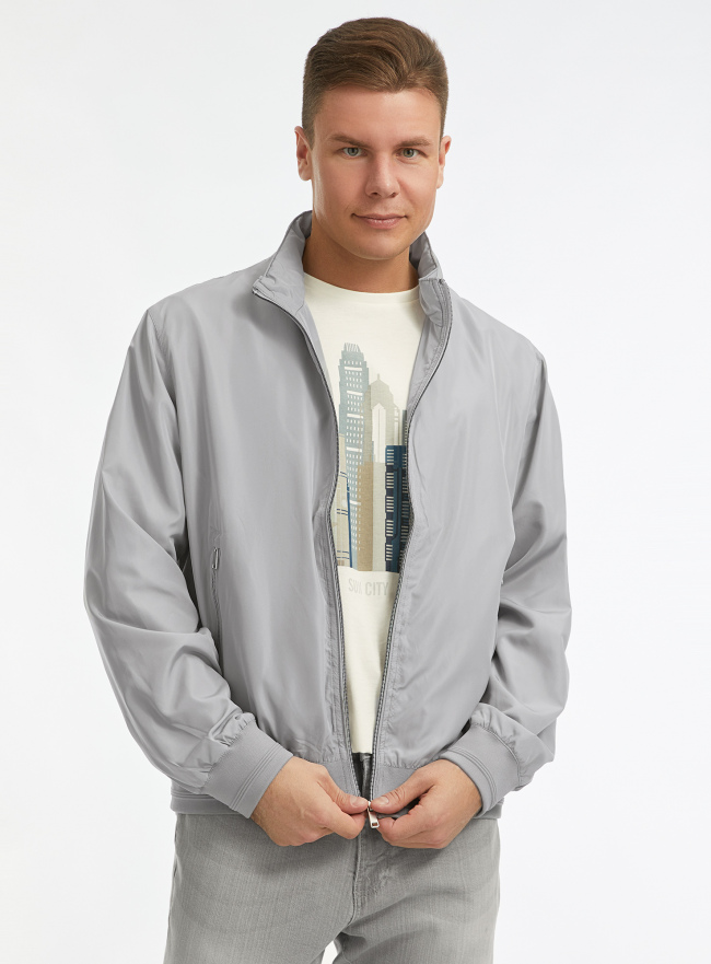 Куртка-бомбер на молнии oodji для Мужчина (серый), 1L511080M/49923N/2300N