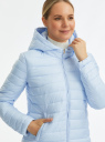 Куртка стеганая с капюшоном oodji для Женщина (синий), 10203085/50223/7001N