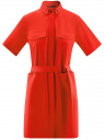 Платье-рубашка с карманами oodji для женщины (красный), 11909002/33113/4500N