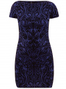 Платье трикотажное с принтом из флока oodji для женщины (синий), 14001117-9/33038/7929O
