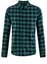 Рубашка хлопковая в клетку oodji для Мужчины (зеленый), 3L310150M/39882N/7962C
