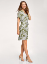 Платье из вискозы с поясом и короткими рукавами oodji для Женщины (зеленый), 11905033/42540/6212O