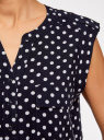 Блузка принтованная из вискозы с двумя карманами oodji для Женщина (синий), 21412132/24681/7910D