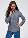 Рубашка в полоску с карманами oodji для женщины (синий), 13K03002-4B/46807/7910S