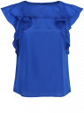Топ с воланами из струящейся ткани oodji для женщины (синий), 11401252/43311/7500N