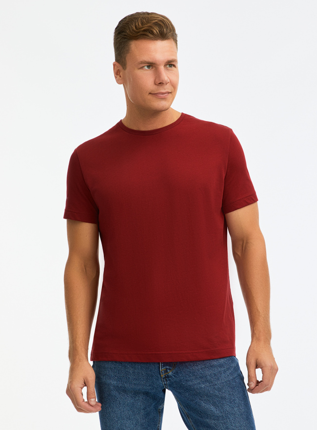 Футболка хлопковая oodji для Мужчины (красный) Футболка хлопковая oodji для Мужчины (красный), 5L641001I-60/44135N/3179P