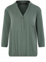 Блузка вискозная с рукавом-трансформером 3/4 oodji для женщины (зеленый), 11403189-3B/26346/6900N