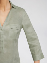Блузка льняная с карманами oodji для Женщина (зеленый), 21412145-1/46591/6000N