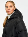 Куртка утепленная с капюшоном oodji для Женщина (черный), 10207009-1/45928/2900N