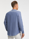 Рубашка с воротником-стойкой из смесового льна oodji для Мужчина (синий), 3L300000M-2/50932N/7500M