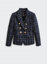 Жакет приталенный из твида oodji для Женщины (синий), 11203177-3/51965/7975C