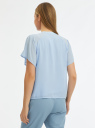 Блузка с короткими рукавами и плиссировкой oodji для женщины (синий), 11414012/35271/7001N