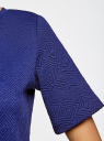 Свитшот из фактурной ткани с коротким рукавом oodji для женщины (синий), 24801010-11/46432/7500N