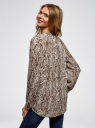 Блузка из струящейся ткани с металлическим украшением oodji для Женщины (коричневый), 21414004/45906/3039A