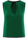 Блузка с контрастной отделкой oodji для Женщины (зеленый), 11411047/42405/6E29B