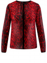 Блузка из струящейся ткани с контрастной отделкой oodji для Женщина (красный), 11411059-2/38375/4529A