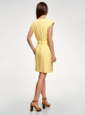 Платье льняное с коротким цельнокроеным рукавом  oodji для Женщины (желтый), 12C13012/16009/5200N