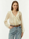 Блузка из лиоцелла с рюшами oodji для Женщины (белый), 21400407/52971/1200N