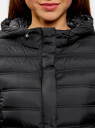 Куртка удлиненная с капюшоном oodji для женщины (черный), 10204058/33743/2900N