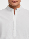 Рубашка с воротником-стойкой из смесового льна oodji для Мужчина (белый), 3L300000M-2/50932N/1000N