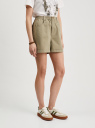 Шорты хлопковые с высокой талией oodji для Женщины (зеленый), 21804007/50957/6600N