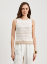 Топ ажурной вязки oodji для Женщины (белый), 73307024/53149/1233S