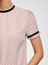 Блузка из струящейся ткани с контрастными отделками oodji для женщины (розовый), 11401272/36215/4029D