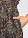 Платье миди с резинкой на талии и завязками oodji для Женщины (черный), 21900323-4M/42873/2945E