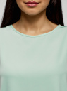 Блузка прямого силуэта с коротким рукавом oodji для женщины (зеленый), 11411138-3B/48728/6500N