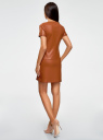 Платье из искусственной кожи с короткими рукавами oodji для женщины (коричневый), 18L03001/43578/3100N