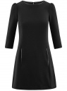 Платье из плотной ткани с отделкой из искусственной кожи oodji для женщины (черный), 11902145-1/38248/2900N