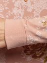 Свитшот хлопковый с принтом и вышивкой oodji для женщины (бежевый), 14808015-47/46151/3337P