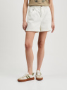 Шорты хлопковые с высокой талией oodji для Женщины (белый), 21804007/50957/1200N