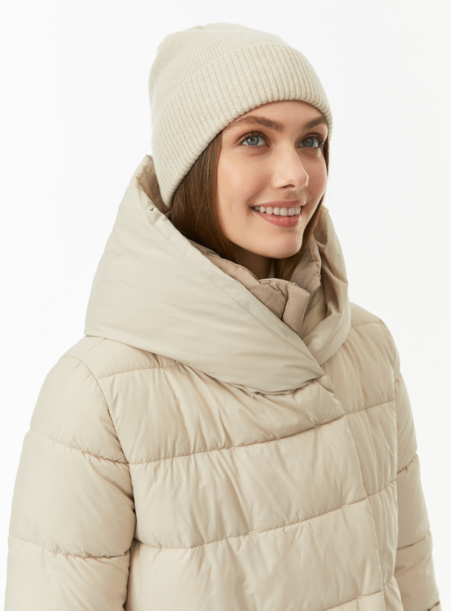 Шапка вязаная из шерсти oodji для Женщины (бежевый) Шапка вязаная из шерсти oodji для Женщины (бежевый), 47602087/52035/3300M