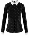 Блузка из хлопка с баской oodji для женщины (черный), 11400444-1/26357/2910D
