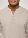 Рубашка прямого силуэта изо льна oodji для мужчины (бежевый), 3B320002M-1/49987N/3300N