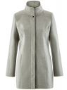 Пальто с воротником-стойкой и отделкой из искусственной кожи oodji для Женщина (серый), 20104020-1/43765/2329B