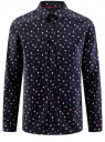 Рубашка хлопковая с рождественским принтом oodji для мужчины (синий), 3L110295M/19370N/7919G