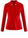 Блузка с баской и декором на воротнике oodji для Женщины (красный), 11400444-2/42083/4500N