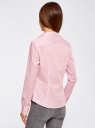 Рубашка приталенная с V-образным вырезом oodji для Женщины (розовый), 11402092B/42083/4000N
