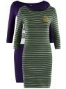 Комплект из двух платьев облегающего силуэта oodji для Женщины (разноцветный), 14001071T2/46148/8867S
