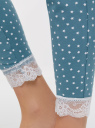 Пижама хлопковая с отделкой кружевом oodji для женщины (бирюзовый), 56002240/46147/7330O