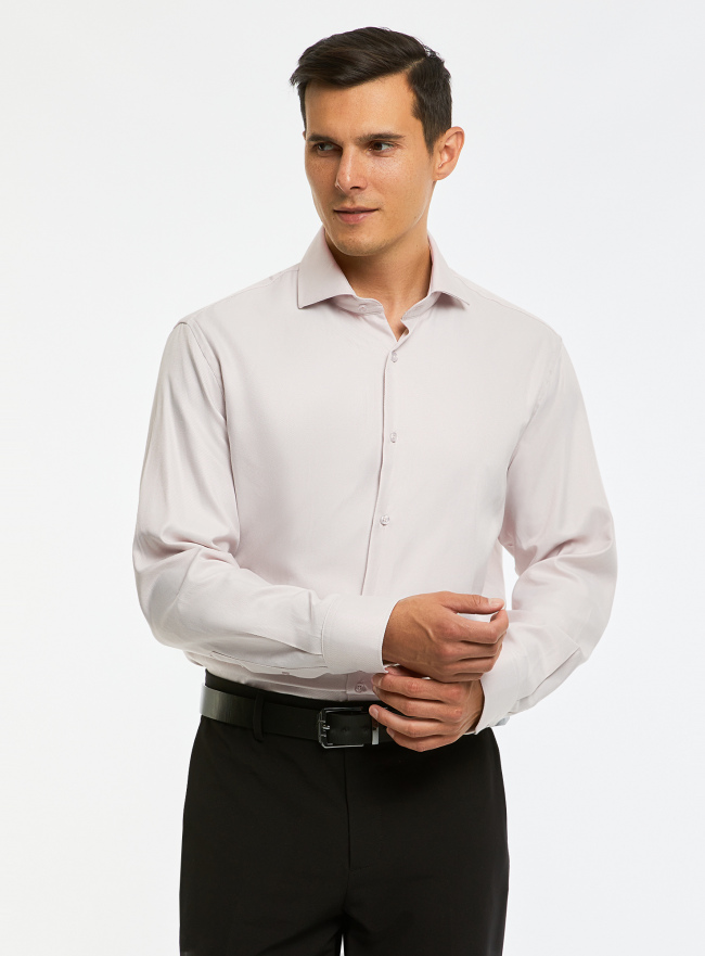Рубашка классическая oodji для мужчины (бежевый), 3L130001M-2/51500N/3310S