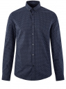 Рубашка хлопковая в мелкую графику oodji для мужчины (синий), 3L110335M/19370N/7975G