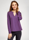 Блузка с вырезом-капелькой и металлическим декором oodji для женщины (фиолетовый), 21400396/38580/8800N