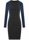 Платье-футляр с контрастными элементами oodji для женщины (черный), 11900174-1/38463/2979B