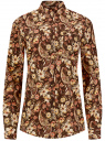 Блузка прямого силуэта с нагрудным карманом oodji для женщины (коричневый), 11411134-1B/46123/3754F