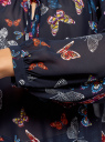 Блузка принтованная с завязками oodji для Женщины (синий), 21418013-3B/45193/7919U